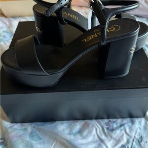 CHANEL Black Platform sandals